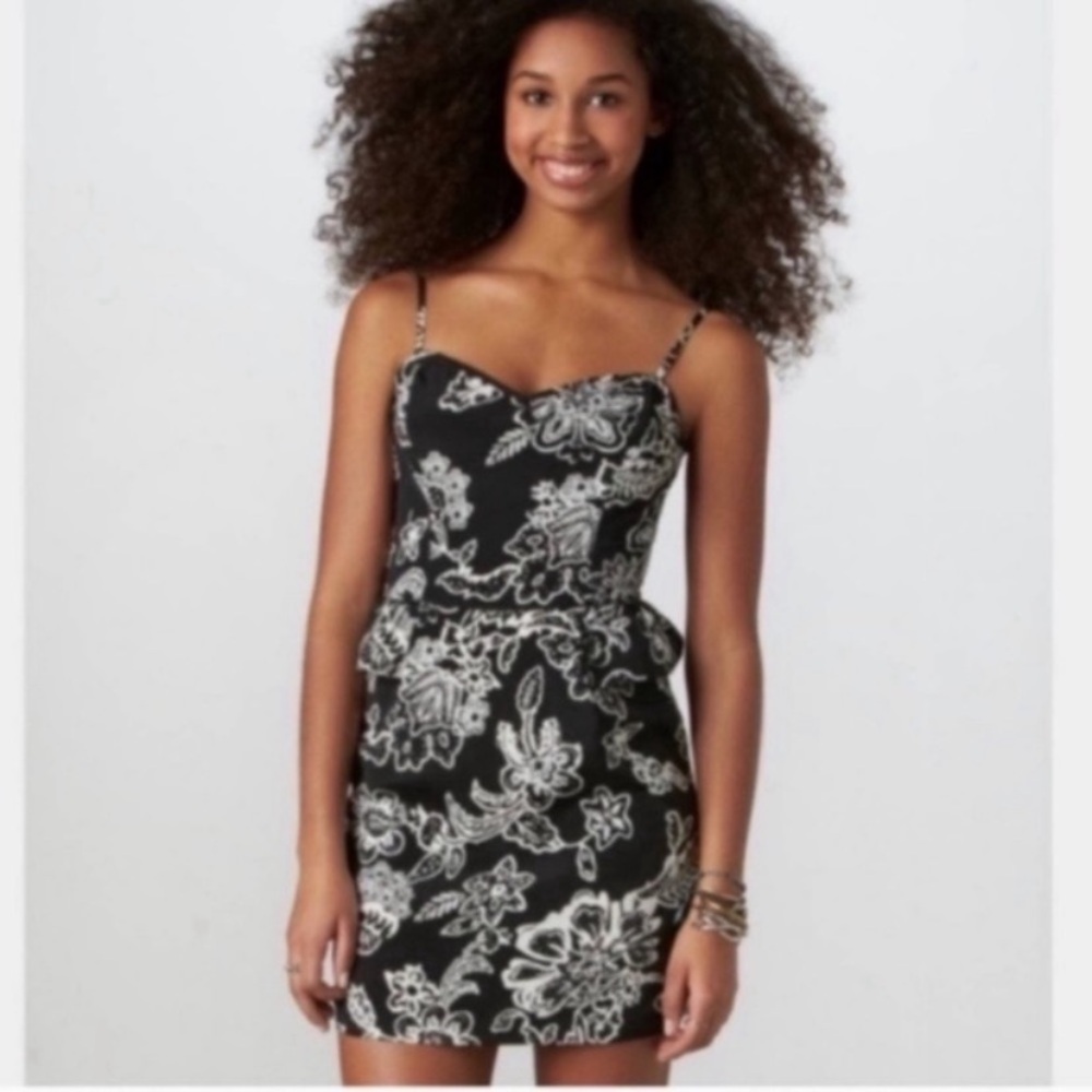 American Eagle Outfitters Floral Black and White Mini Dress